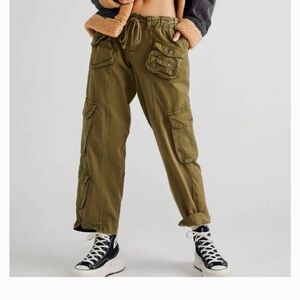 Free People Green Tahiti Cargo Utility Pants
